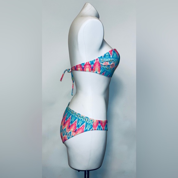 Op Swimwear Neon print strapless 2 piece bikini size juniors M (7-9) - Picture 14 of 16